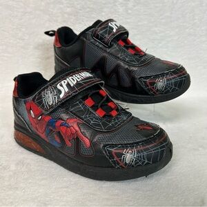 Marvel Kids Boys Sneakers Size 12 Black Spiderman Light Up